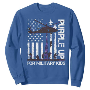 Purple Up For Military Kids Sweatshirt Camo American Flag Military Child Month USA Camouflage TS10 Royal Blue Print Your Wear