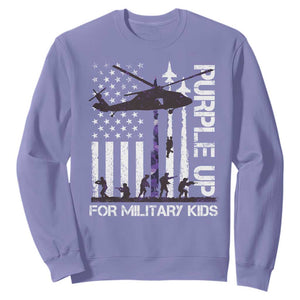 Purple Up For Military Kids Sweatshirt Camo American Flag Military Child Month USA Camouflage TS10 Violet Print Your Wear