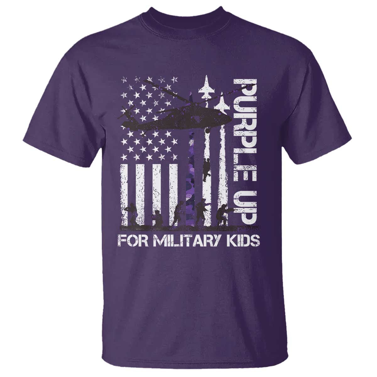 Purple Up For Military Kids T Shirt Camo American Flag Military Child Month USA Camouflage TS10 Purple Print Your Wear