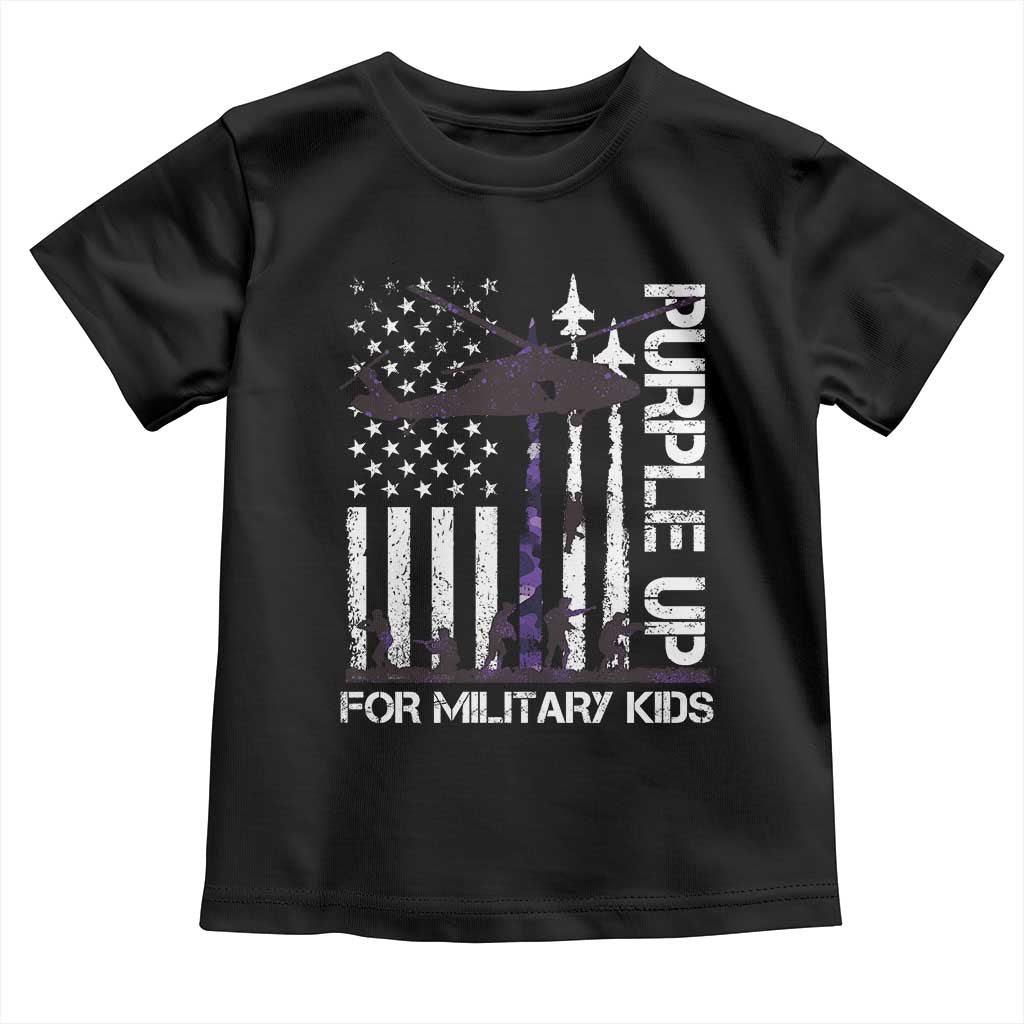 Purple Up For Military Kids Toddler T Shirt Camo American Flag Military Child Month USA Camouflage TS10 Black Print Your Wear
