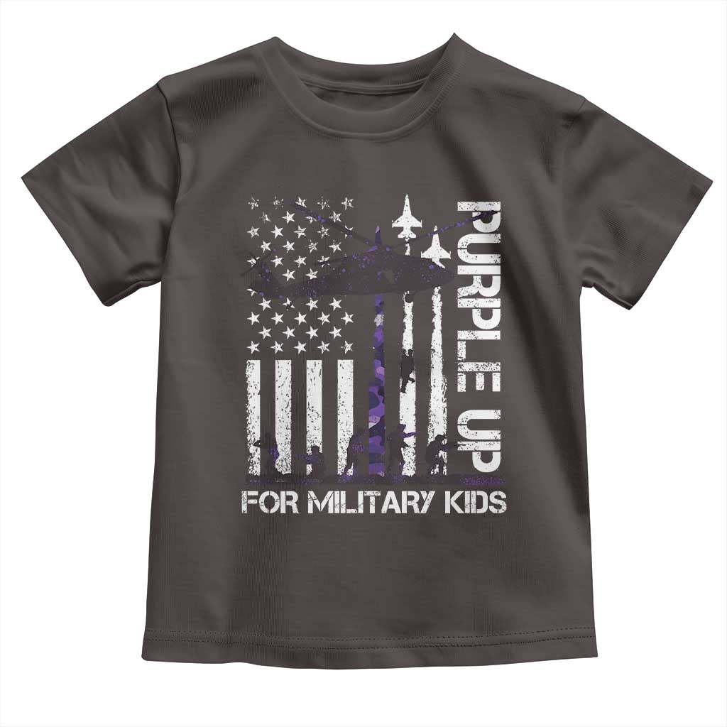 Purple Up For Military Kids Toddler T Shirt Camo American Flag Military Child Month USA Camouflage TS10 Dark Chocolate Print Your Wear