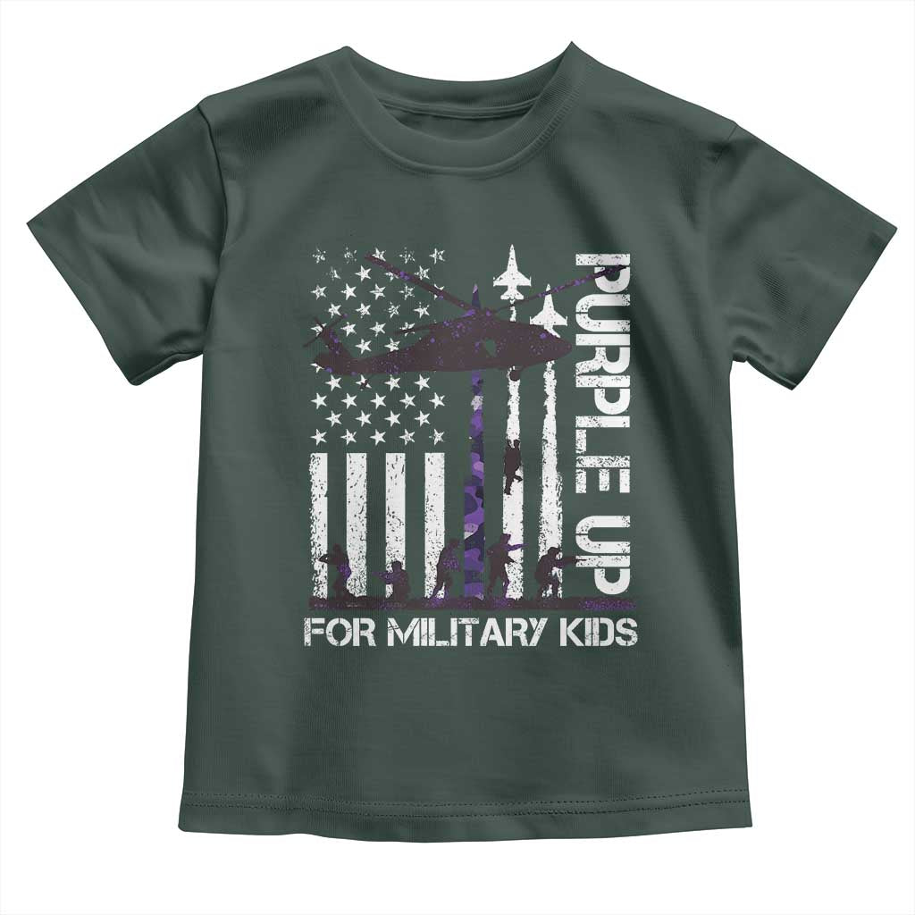Purple Up For Military Kids Toddler T Shirt Camo American Flag Military Child Month USA Camouflage TS10 Dark Forest Green Print Your Wear