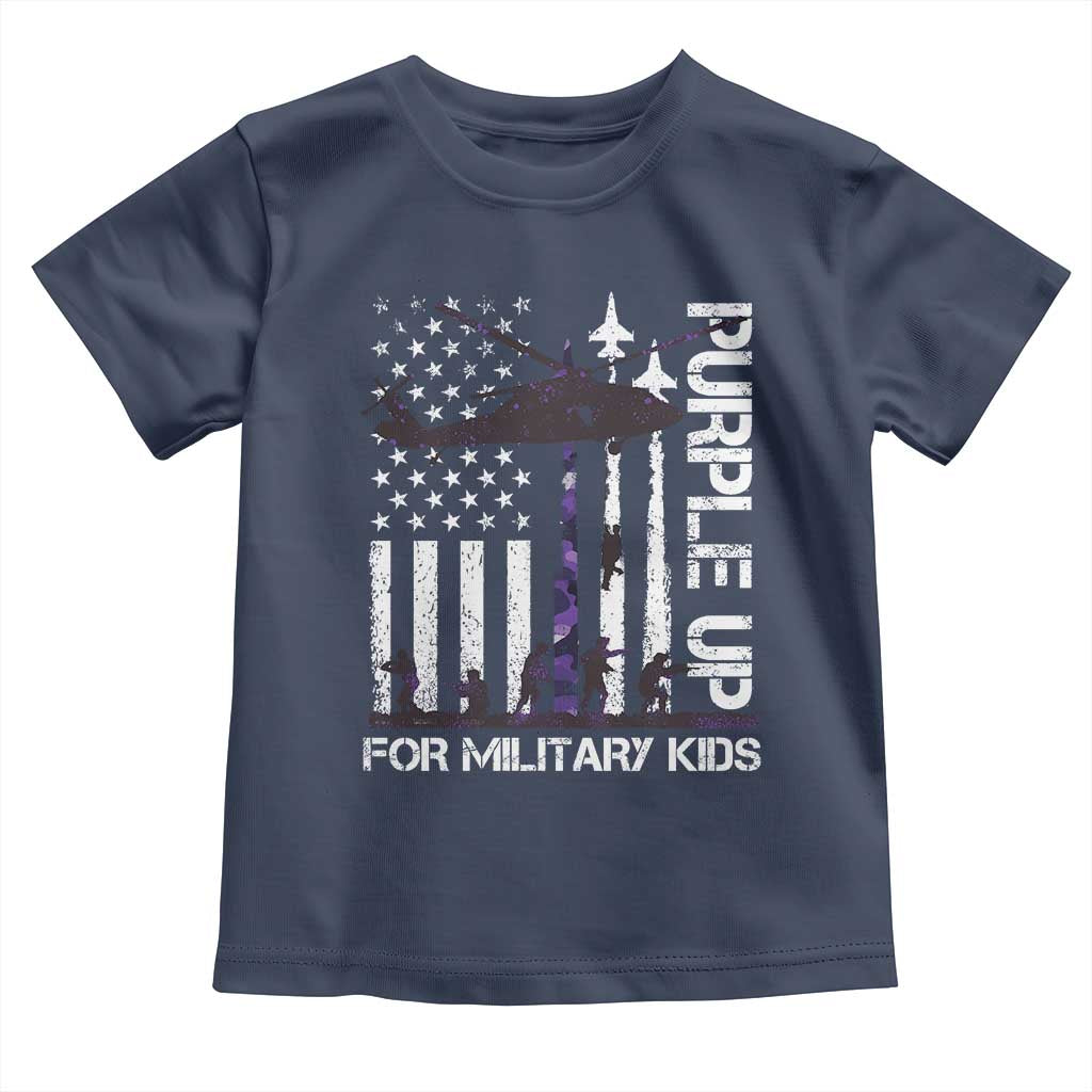 Purple Up For Military Kids Toddler T Shirt Camo American Flag Military Child Month USA Camouflage TS10 Navy Print Your Wear