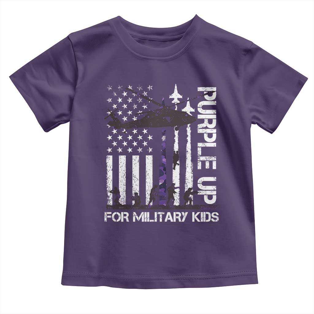 Purple Up For Military Kids Toddler T Shirt Camo American Flag Military Child Month USA Camouflage TS10 Purple Print Your Wear