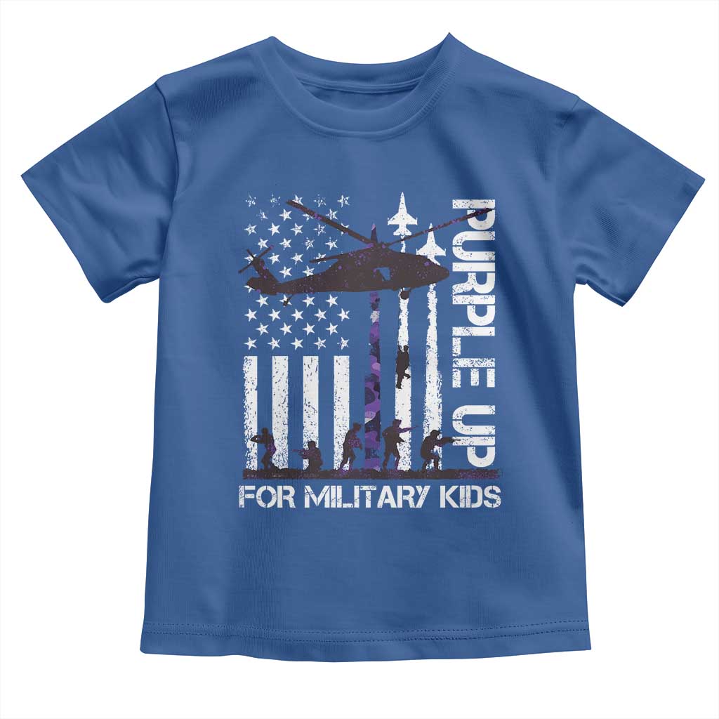 Purple Up For Military Kids Toddler T Shirt Camo American Flag Military Child Month USA Camouflage TS10 Royal Blue Print Your Wear