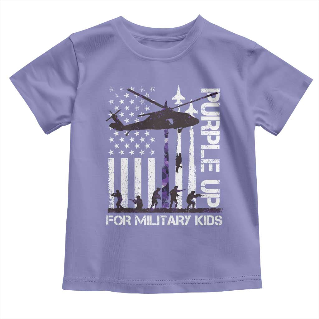 Purple Up For Military Kids Toddler T Shirt Camo American Flag Military Child Month USA Camouflage TS10 Violet Print Your Wear
