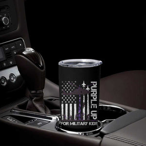 Purple Up For Military Kids Tumbler Cup Camo American Flag Military Child Month USA Camouflage TS10 Print Your Wear