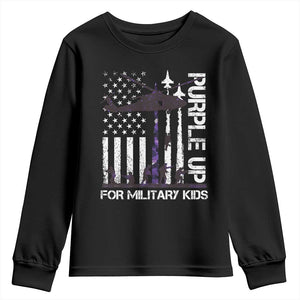 Purple Up For Military Kids Youth Sweatshirt Camo American Flag Military Child Month USA Camouflage TS10 Black Print Your Wear
