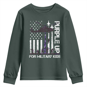 Purple Up For Military Kids Youth Sweatshirt Camo American Flag Military Child Month USA Camouflage TS10 Dark Forest Green Print Your Wear