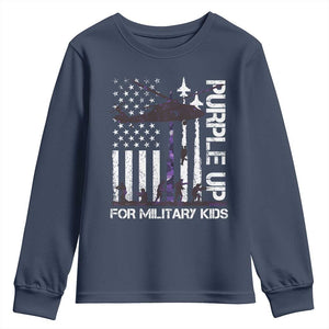 Purple Up For Military Kids Youth Sweatshirt Camo American Flag Military Child Month USA Camouflage TS10 Navy Print Your Wear