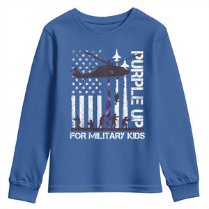 Purple Up For Military Kids Youth Sweatshirt Camo American Flag Military Child Month USA Camouflage TS10 Royal Blue Print Your Wear