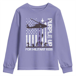 Purple Up For Military Kids Youth Sweatshirt Camo American Flag Military Child Month USA Camouflage TS10 Violet Print Your Wear
