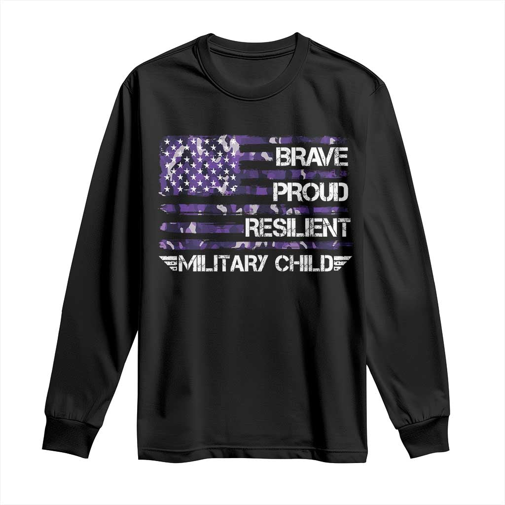 Military Kids Military Child Long Sleeve Shirt Camo American Flag USA Camouflage TS10 Black Print Your Wear