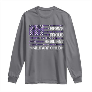 Military Kids Military Child Long Sleeve Shirt Camo American Flag USA Camouflage TS10 Charcoal Print Your Wear