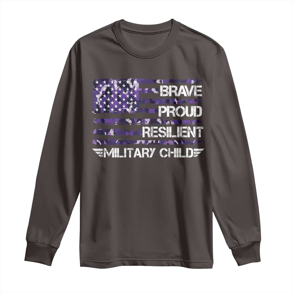 Military Kids Military Child Long Sleeve Shirt Camo American Flag USA Camouflage TS10 Dark Chocolate Print Your Wear