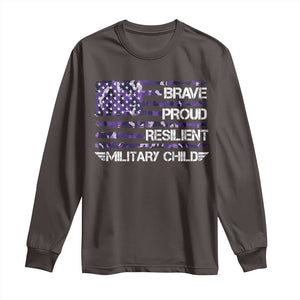 Military Kids Military Child Long Sleeve Shirt Camo American Flag USA Camouflage TS10 Dark Chocolate Print Your Wear