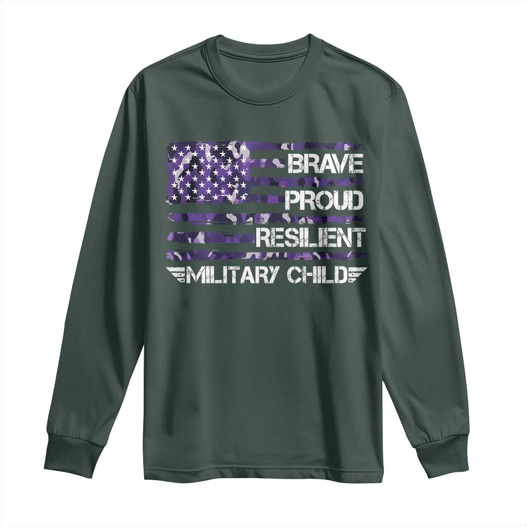 Military Kids Military Child Long Sleeve Shirt Camo American Flag USA Camouflage TS10 Dark Forest Green Print Your Wear