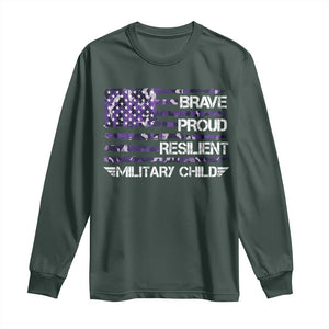 Military Kids Military Child Long Sleeve Shirt Camo American Flag USA Camouflage TS10 Dark Forest Green Print Your Wear
