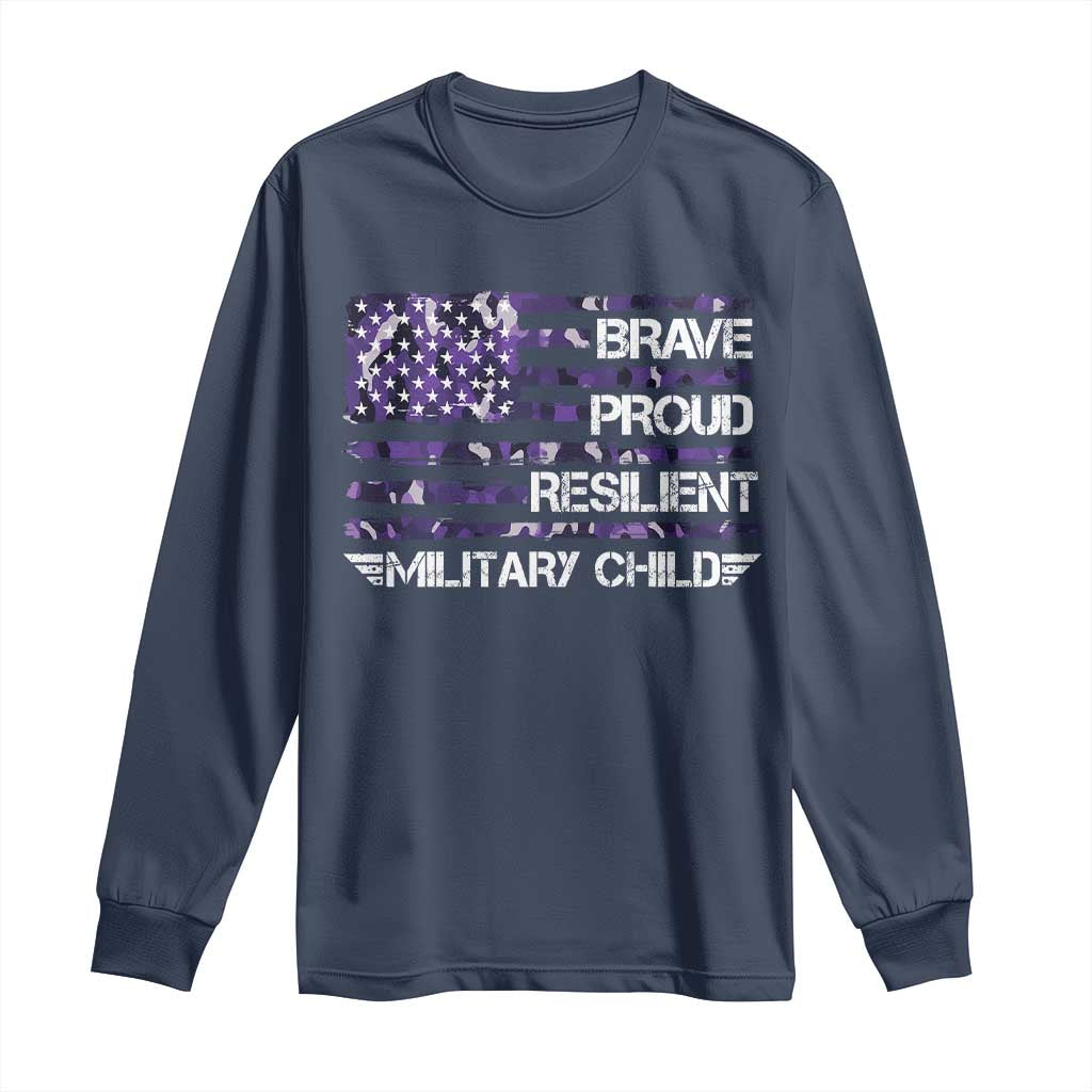 Military Kids Military Child Long Sleeve Shirt Camo American Flag USA Camouflage TS10 Navy Print Your Wear