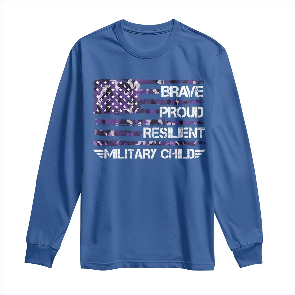 Military Kids Military Child Long Sleeve Shirt Camo American Flag USA Camouflage TS10 Royal Blue Print Your Wear