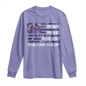 Military Kids Military Child Long Sleeve Shirt Camo American Flag USA Camouflage TS10 Violet Print Your Wear