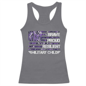 Military Kids Military Child Racerback Tank Top Camo American Flag USA Camouflage TS10 Charcoal Print Your Wear
