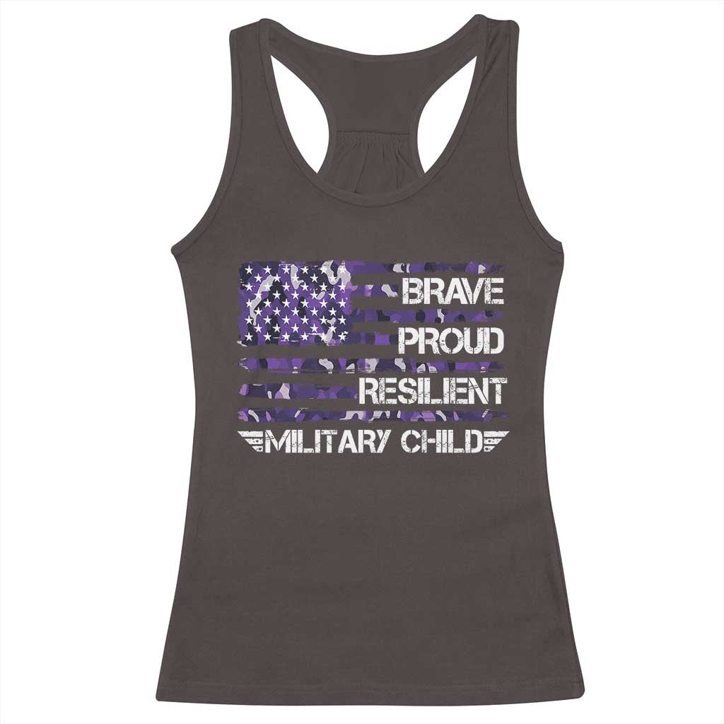 Military Kids Military Child Racerback Tank Top Camo American Flag USA Camouflage TS10 Dark Chocolate Print Your Wear
