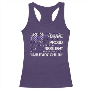 Military Kids Military Child Racerback Tank Top Camo American Flag USA Camouflage TS10 Purple Print Your Wear