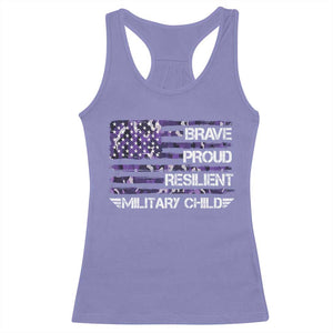 Military Kids Military Child Racerback Tank Top Camo American Flag USA Camouflage TS10 Violet Print Your Wear