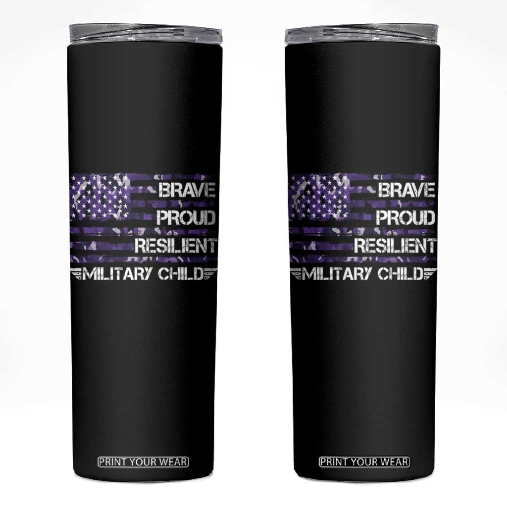 Military Kids Military Child Skinny Tumbler Camo American Flag USA Camouflage TS10 Black Print Your Wear