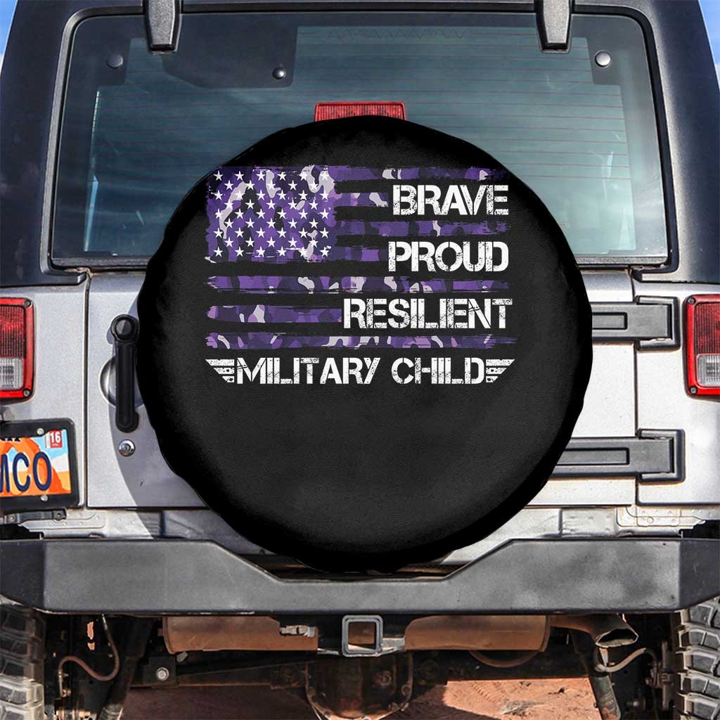 Military Kids Military Child Spare Tire Cover Camo American Flag USA Camouflage TS10 No hole Black Print Your Wear