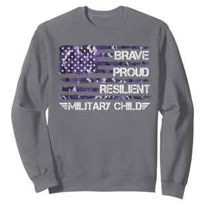 Military Kids Military Child Sweatshirt Camo American Flag USA Camouflage TS10 Charcoal Print Your Wear