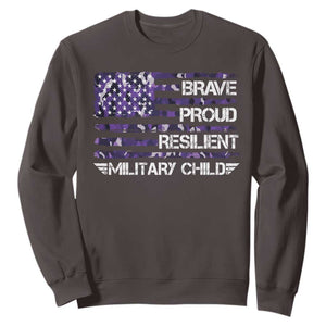 Military Kids Military Child Sweatshirt Camo American Flag USA Camouflage TS10 Dark Chocolate Print Your Wear