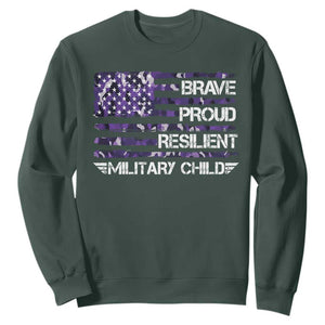 Military Kids Military Child Sweatshirt Camo American Flag USA Camouflage TS10 Dark Forest Green Print Your Wear