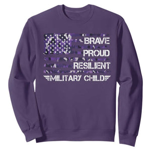 Military Kids Military Child Sweatshirt Camo American Flag USA Camouflage TS10 Purple Print Your Wear