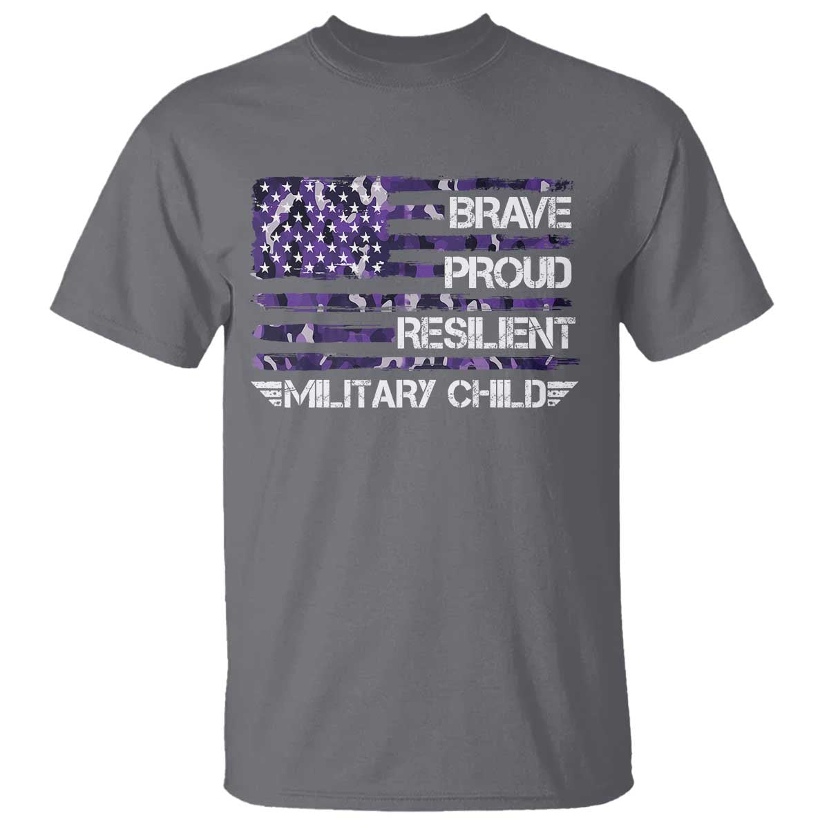 Military Kids Military Child T Shirt Camo American Flag USA Camouflage TS10 Charcoal Print Your Wear
