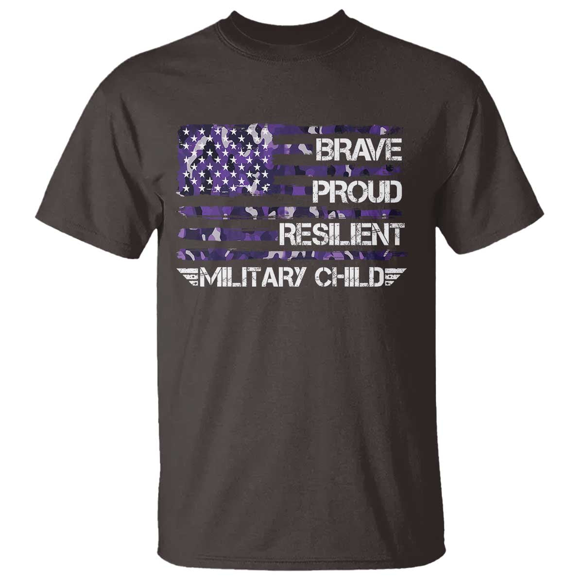 Military Kids Military Child T Shirt Camo American Flag USA Camouflage TS10 Dark Chocolate Print Your Wear