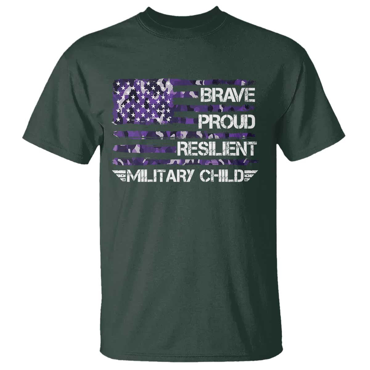Military Kids Military Child T Shirt Camo American Flag USA Camouflage TS10 Dark Forest Green Print Your Wear