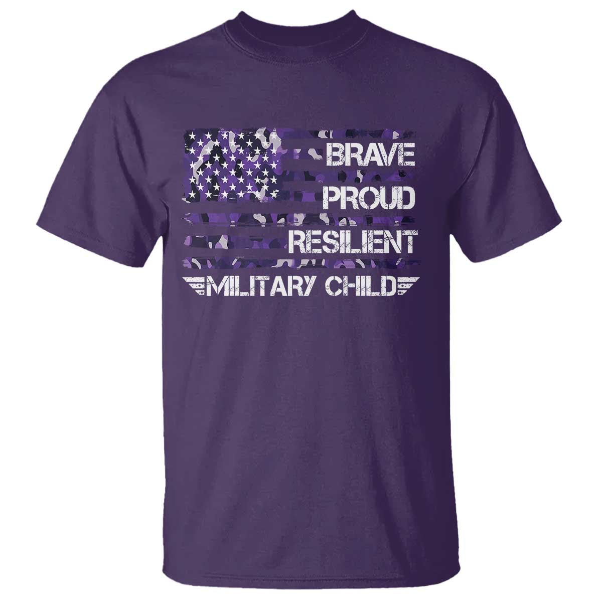 Military Kids Military Child T Shirt Camo American Flag USA Camouflage TS10 Purple Print Your Wear