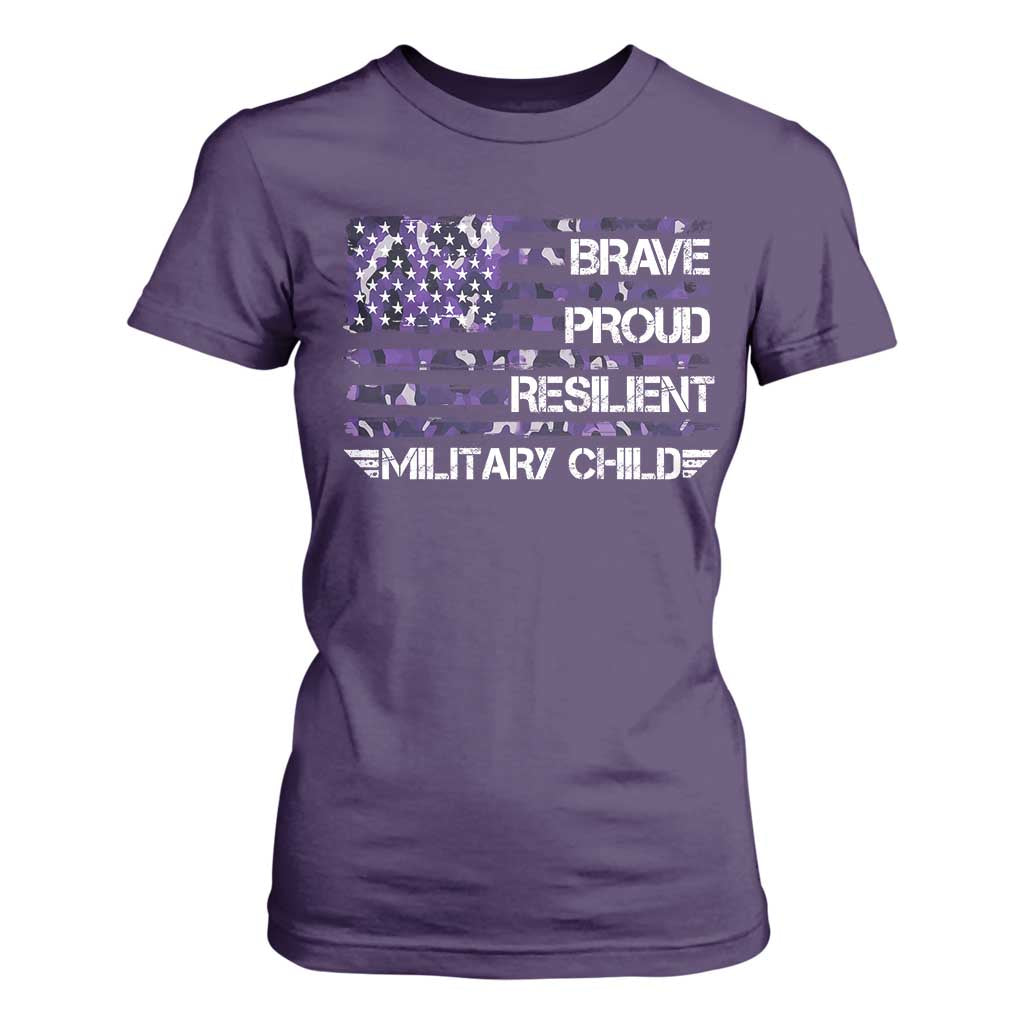Military Kids Military Child T Shirt For Women Camo American Flag USA Camouflage TS10 Purple Print Your Wear
