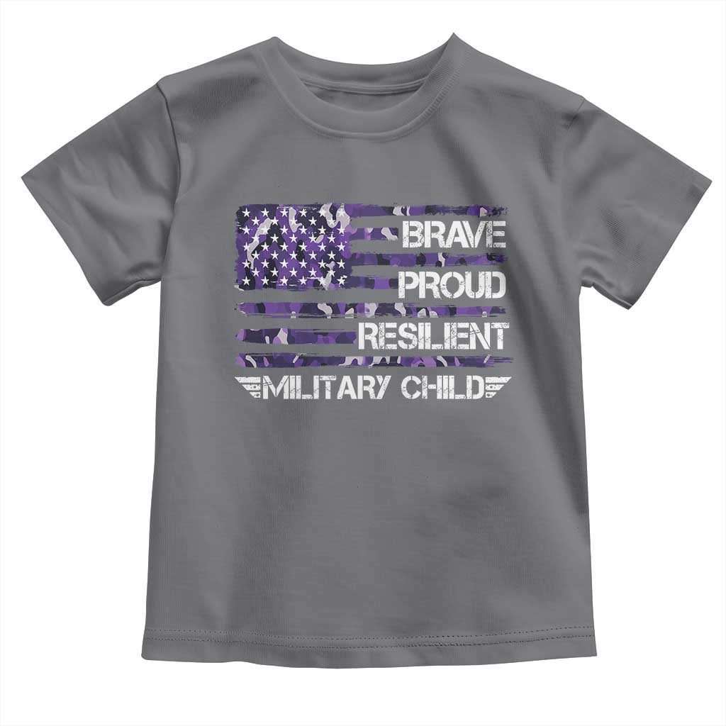 Military Kids Military Child Toddler T Shirt Camo American Flag USA Camouflage TS10 Charcoal Print Your Wear