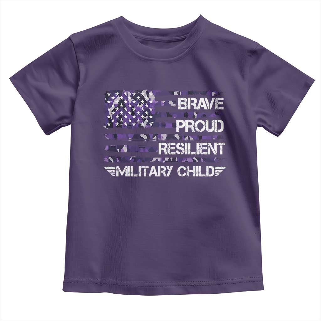 Military Kids Military Child Toddler T Shirt Camo American Flag USA Camouflage TS10 Purple Print Your Wear
