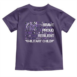 Military Kids Military Child Toddler T Shirt Camo American Flag USA Camouflage TS10 Purple Print Your Wear