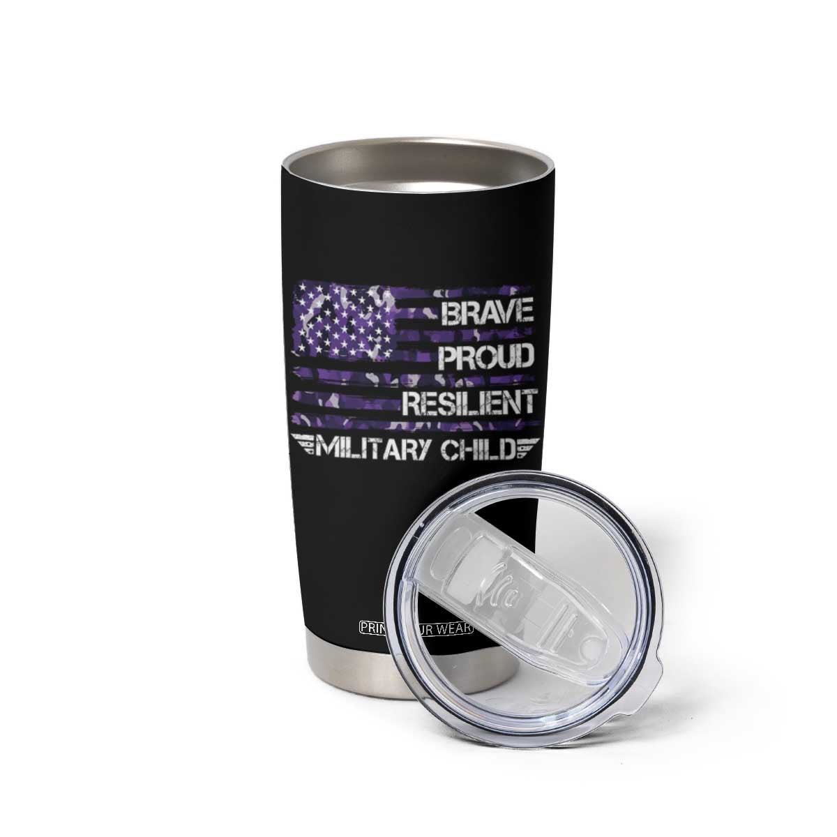 Military Kids Military Child Tumbler Cup Camo American Flag USA Camouflage TS10 Print Your Wear