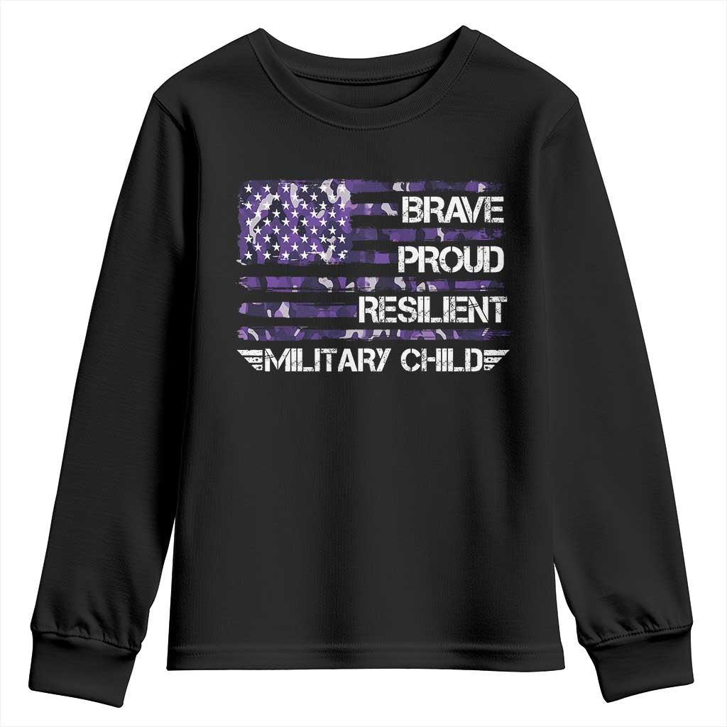 Military Kids Military Child Youth Sweatshirt Camo American Flag USA Camouflage TS10 Black Print Your Wear
