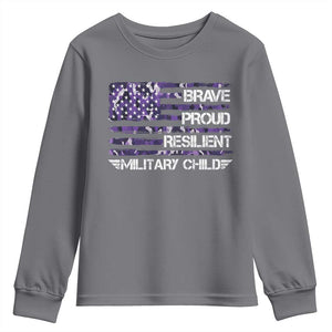 Military Kids Military Child Youth Sweatshirt Camo American Flag USA Camouflage TS10 Charcoal Print Your Wear