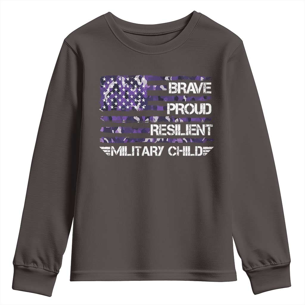 Military Kids Military Child Youth Sweatshirt Camo American Flag USA Camouflage TS10 Dark Chocolate Print Your Wear