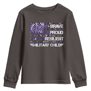 Military Kids Military Child Youth Sweatshirt Camo American Flag USA Camouflage TS10 Dark Chocolate Print Your Wear
