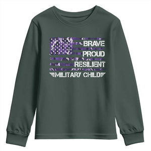 Military Kids Military Child Youth Sweatshirt Camo American Flag USA Camouflage TS10 Dark Forest Green Print Your Wear