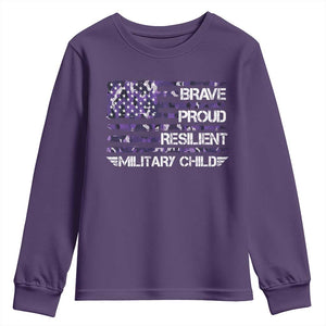 Military Kids Military Child Youth Sweatshirt Camo American Flag USA Camouflage TS10 Purple Print Your Wear